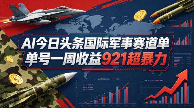 AI今日头条国际军事赛道，单号一周收益921，超暴力-91副业网