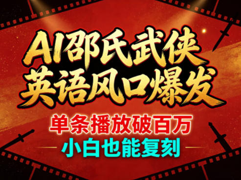 AI邵氏武侠英语风口爆发，单条播放破百万，小白也能复刻 - 91副业网-91副业网