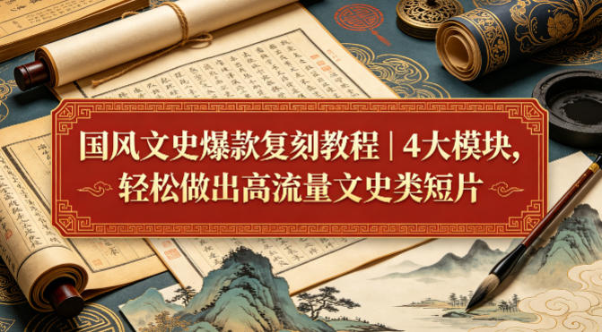 国风文史爆款复刻教程｜4大模块，轻松做出高流量文史类短片-91副业网