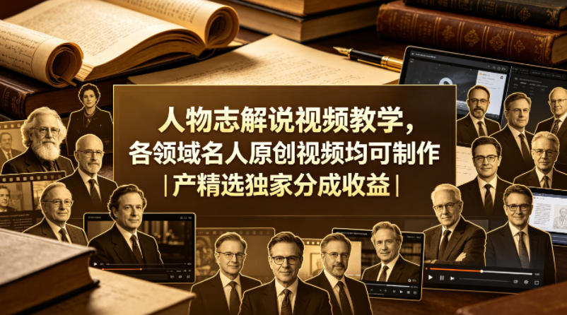 人物志解说视频教学，各领域名人原创视频均可制作丨精选独家分成收益(更新0430)-91副业网