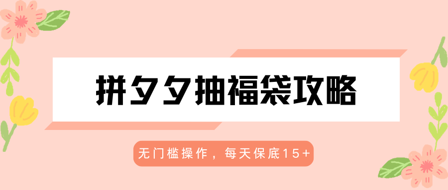 拼夕夕抽福袋攻略，无门槛操作，每天保底15+-91副业网