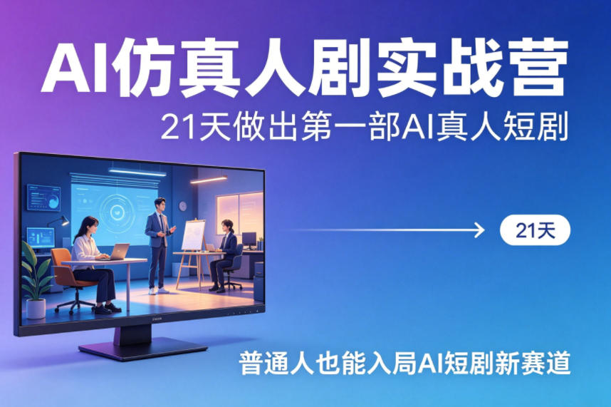 AI仿真人剧实战营，21天做出第一部AI真人短剧，普通人也能入局AI短剧新赛道-91副业网