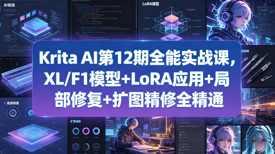 Krita AI第12期全能实战课，XL/F1模型+LoRA应用+局部修复+扩图精修全精通-91副业网