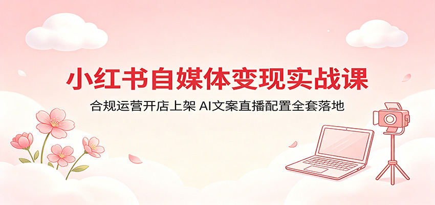 小红书自媒体变现实战课：合规运营开店上架，AI文案直播配置全套落地 - 91副业网-91副业网