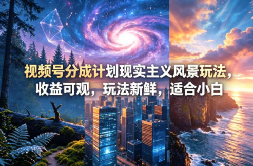 视频号分成计划现实主义风景玩法，收益可观，玩法新鲜，适合小白 - 91副业网-91副业网