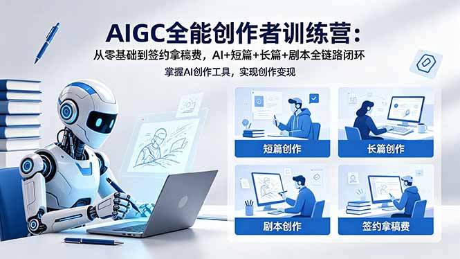 AIGC全能创作者训练营：从零基础到签约拿稿费，AI+短篇+长篇+剧本全链路闭环 - 91副业网-91副业网