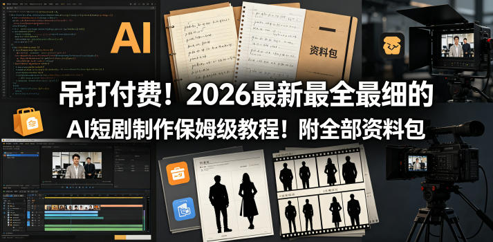 吊打付费！2026最新最全最细的AI短剧制作保姆级教程！附全部资料包 - 91副业网-91副业网