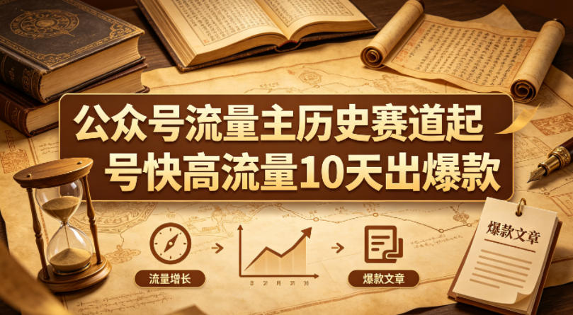 公众号流量主之历史赛道，起号快+高流量，10天就能出爆款！ - 91副业网-91副业网