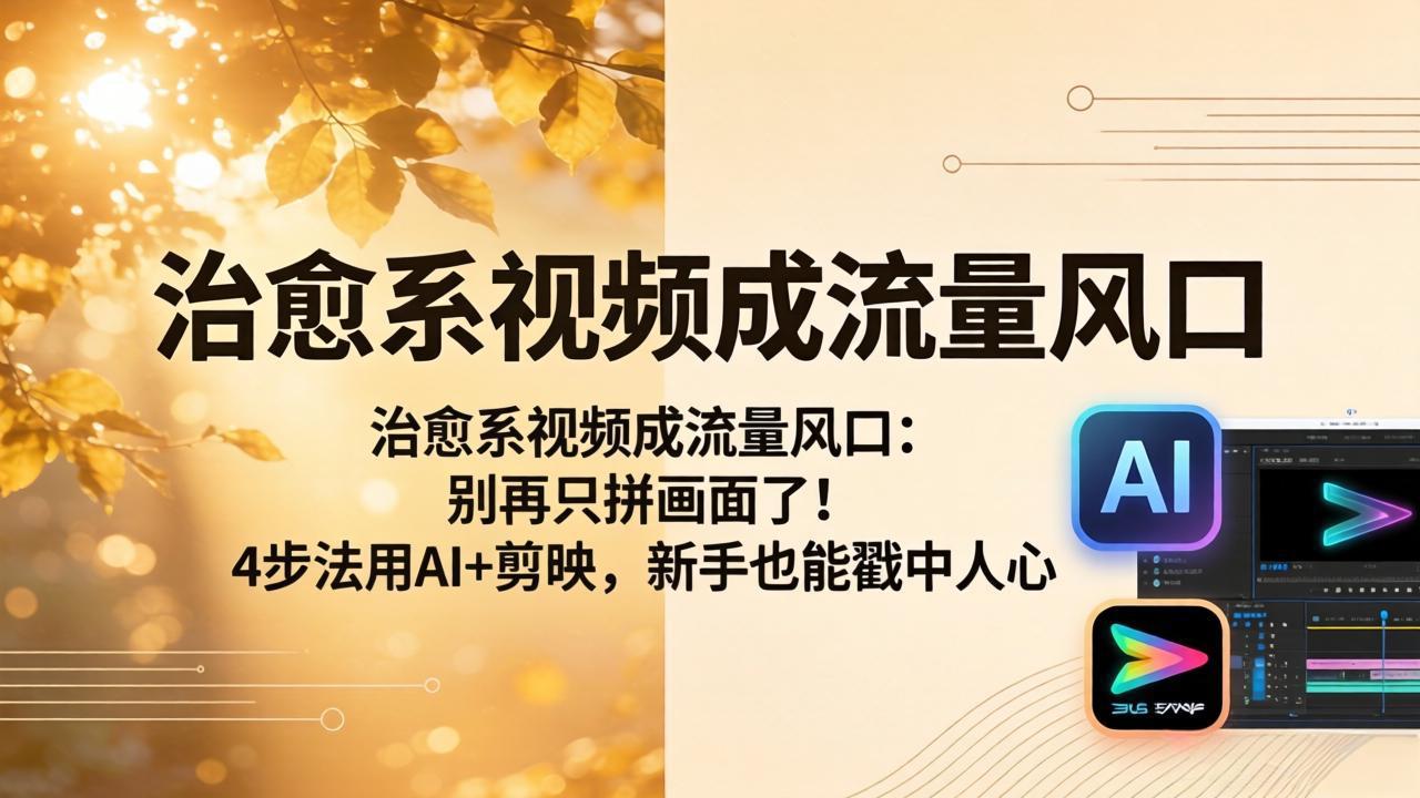 治愈系视频成流量风口：别再只拼画面了！4步法用AI+剪映，新手也能戳中人心-91副业网
