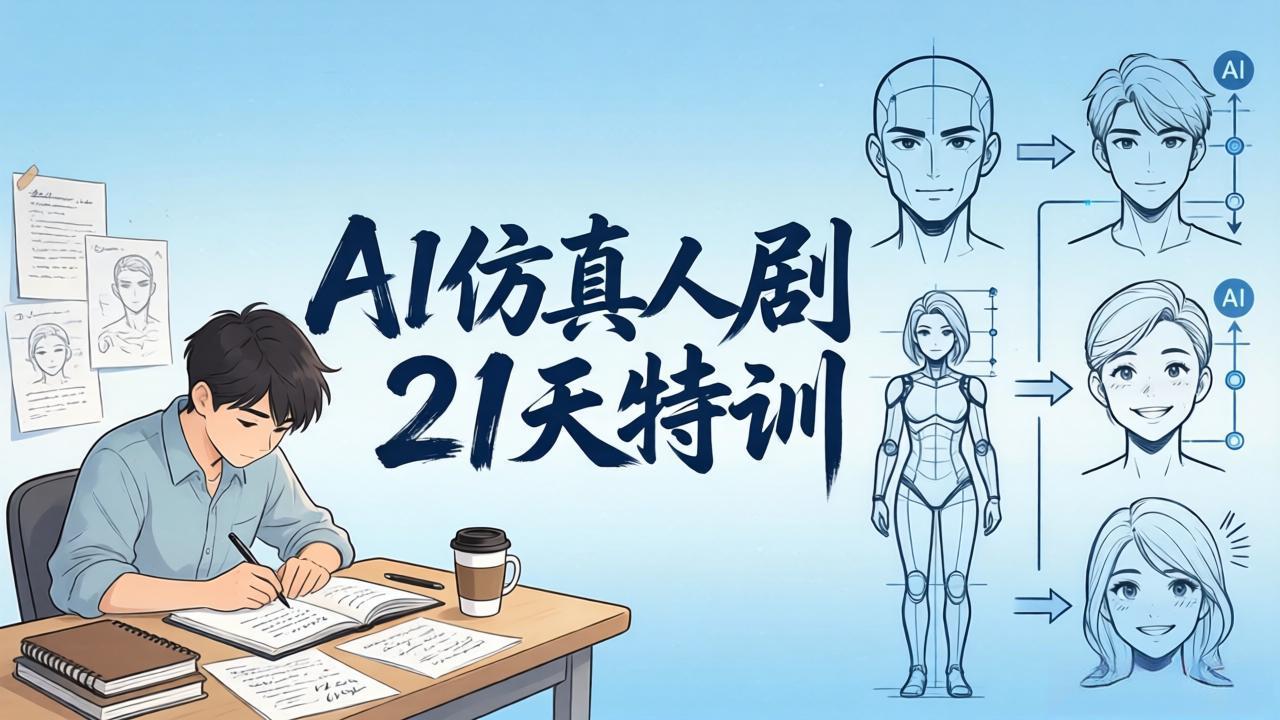 AI仿真人剧21天特训-更新：从剧本到成片全流程实战，掌握角色一致性与变现方法-91副业网