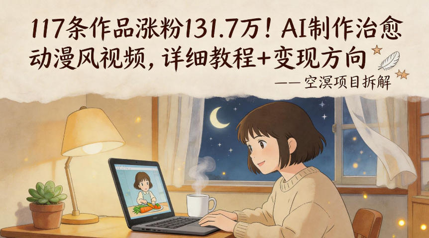 117条作品涨粉131.7W！AI制作治愈动漫风视频，详细教程+变现方向-91副业网
