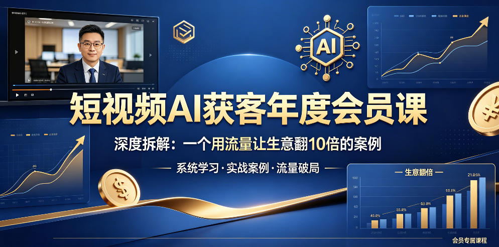 短视频AI获客年度会员课,深度拆解,一个用流量让生意翻10倍的案例-91副业网