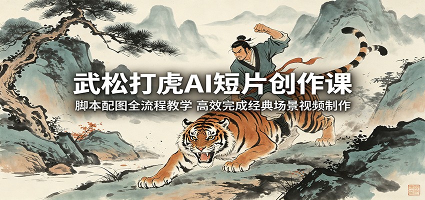 武松打虎AI短片创作课:脚本配图全流程教学,高效完成经典场景视频制作 - 91副业网-91副业网