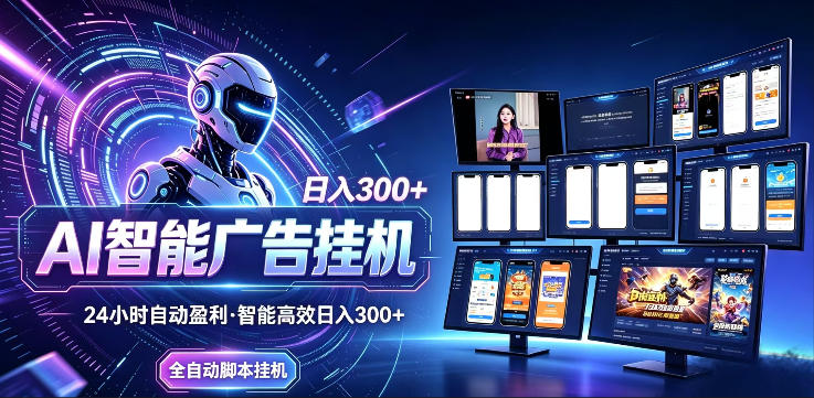 AI智能广告挂G项目，无需人工，单机稳定日入200+，可矩阵放大，24小时不间断刷广告賺收益【揭秘】-91副业网