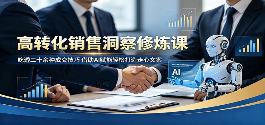 高转化销售洞察修炼课：吃透二十余种成交技巧，借助AI赋能轻松打造走心文案-91副业网