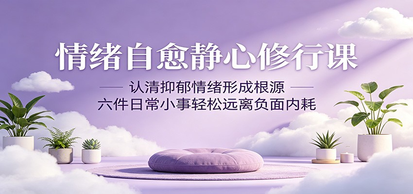 情绪自愈静心修行课：认清抑郁情绪形成根源，六件日常小事轻松远离负面内耗-91副业网
