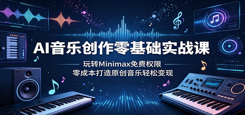 AI音乐创作零基础实战课：玩转Minimax免费权限，零成本打造原创音乐轻松变现-91副业网