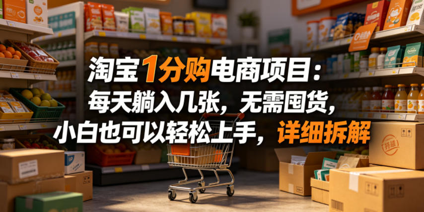 淘宝1分购电商项目：每天躺入几张，无需囤货，小白也可以轻松上手，详细拆解-91副业网