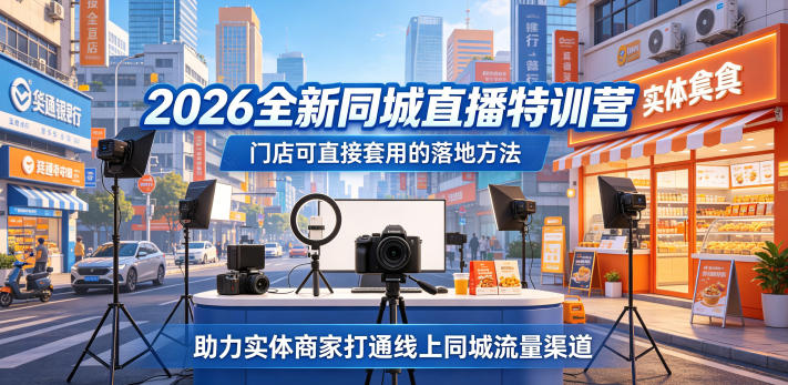 2026全新同城直播特训营，门店可直接套用的落地方法，助力实体商家打通线上同城流量渠道 - 91副业网-91副业网