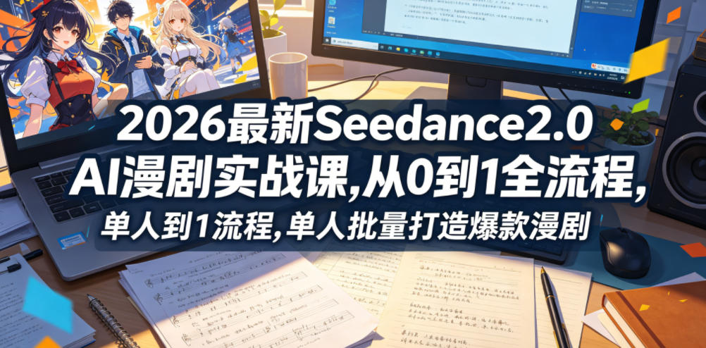2026最新Seedance2.0 AI漫剧实战课,,从0到1全流程,单人批量打造爆款漫剧-91副业网
