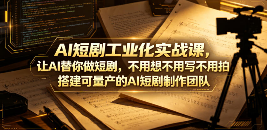 AI短剧工业化实战课,让AI替你做短剧,不用想不用写不用拍,搭建可量产的AI短剧制作团队-91副业网
