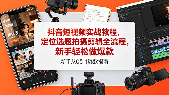 抖音短视频实战教程，定位选题拍摄剪辑全流程，新手轻松做爆款 - 91副业网-91副业网