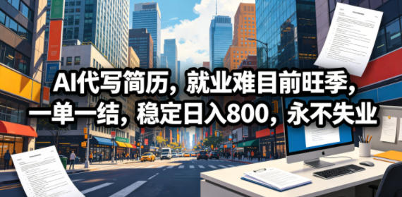 AI代写简历，就业难目前旺季，一单一结，稳定日入800，永不失业 - 91副业网-91副业网