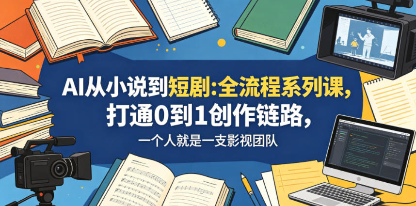 AI从小说到短剧全流程系列课,打通0到1创作链路,一个人就是一支影视团队-91副业网
