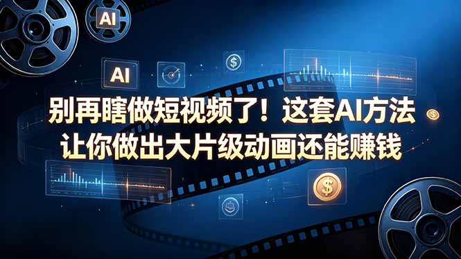 别再瞎做短视频了！这套 AI 方法让你做出大片级动画还能赚钱【原创双语字幕】-91副业网