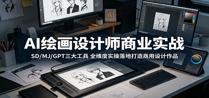 AI绘画设计师商业实战：SD/MJ/GPT三大工具，全维度实操落地打造商用设计作品 - 91副业网-91副业网