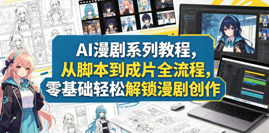 AI漫剧系列教程，从脚本到成片全流程，零基础轻松解锁漫剧创作 - 91副业网-91副业网