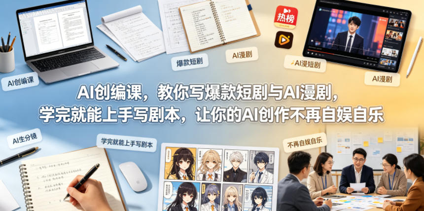 AI创编课，教你写爆款短剧与AI漫剧，学完就能上手写剧本，让你的AI创作不再自娱自乐(更新0521) - 91副业网-91副业网