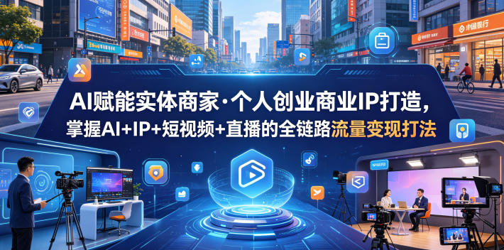 AI赋能实体商家·个人创业商业IP打造，掌握AI+IP+短视频+直播的全链路流量变现打法 - 91副业网-91副业网