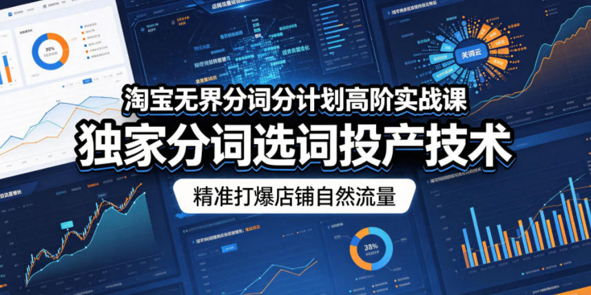 淘宝无界分词分计划高阶实战课，独家分词选词投产技术，精准打爆店铺自然流量 - 91副业网-91副业网