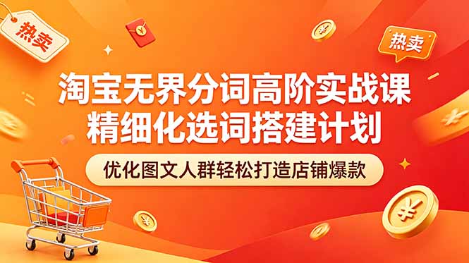 淘宝无界分词高阶实战课 精细化选词搭建计划 优化图文人群轻松打造店铺爆款 - 91副业网-91副业网