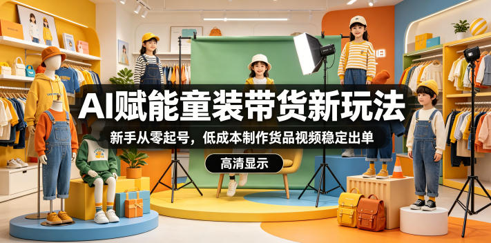 AI赋能童装带货新玩法，新手从零起号，低成本制作货品视频稳定出单 - 91副业网-91副业网