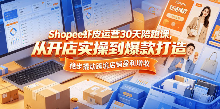 Shopee虾皮运营30天陪跑课，从开店实操到爆款打造，稳步撬动跨境店铺盈利增收 - 91副业网-91副业网