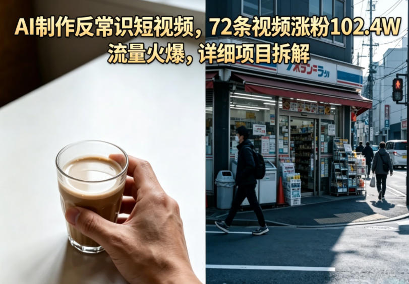 AI制作反常识短视频，72条视频涨粉102.4W，流量火爆，详细项目拆解 - 91副业网-91副业网