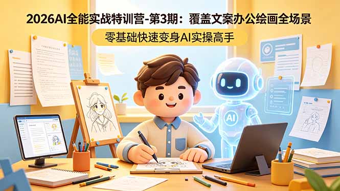 2026AI全能实战特训营-第3期：覆盖文案办公绘画全场景 零基础快速变身AI实操高手 - 91副业网-91副业网