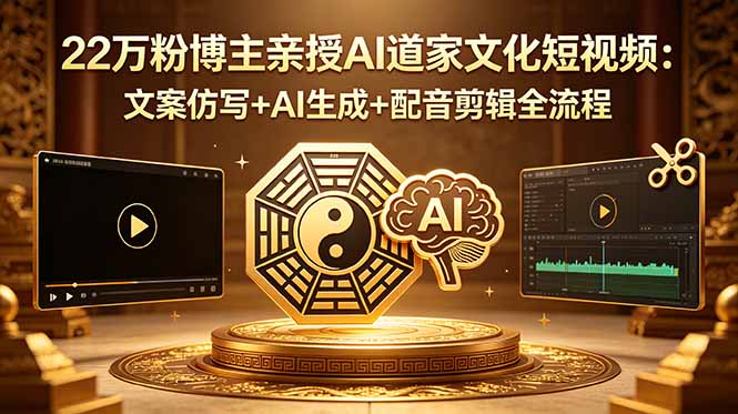 22万粉博主亲授AI道家文化短视频：文案仿写+AI生成+配音剪辑全流程 - 91副业网-91副业网