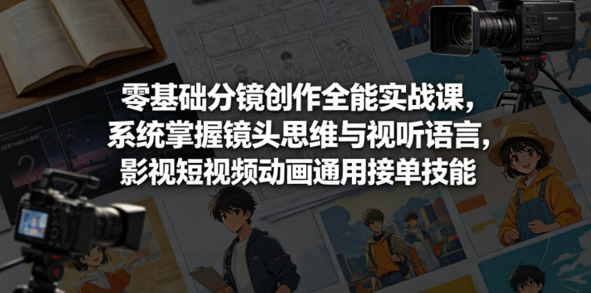 零基础分镜创作全能实战课，系统掌握镜头思维与视听语言，影视短视频动画通用接单技能 - 91副业网-91副业网