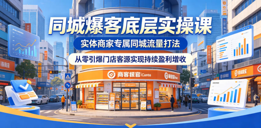 同城爆客底层实操课，实体商家专属同城流量打法，从零引爆门店客源实现持续盈利增收 - 91副业网-91副业网