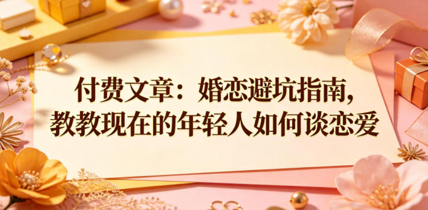 付费文章：婚恋避坑指南，教教现在的年轻人如何谈恋爱 - 91副业网-91副业网