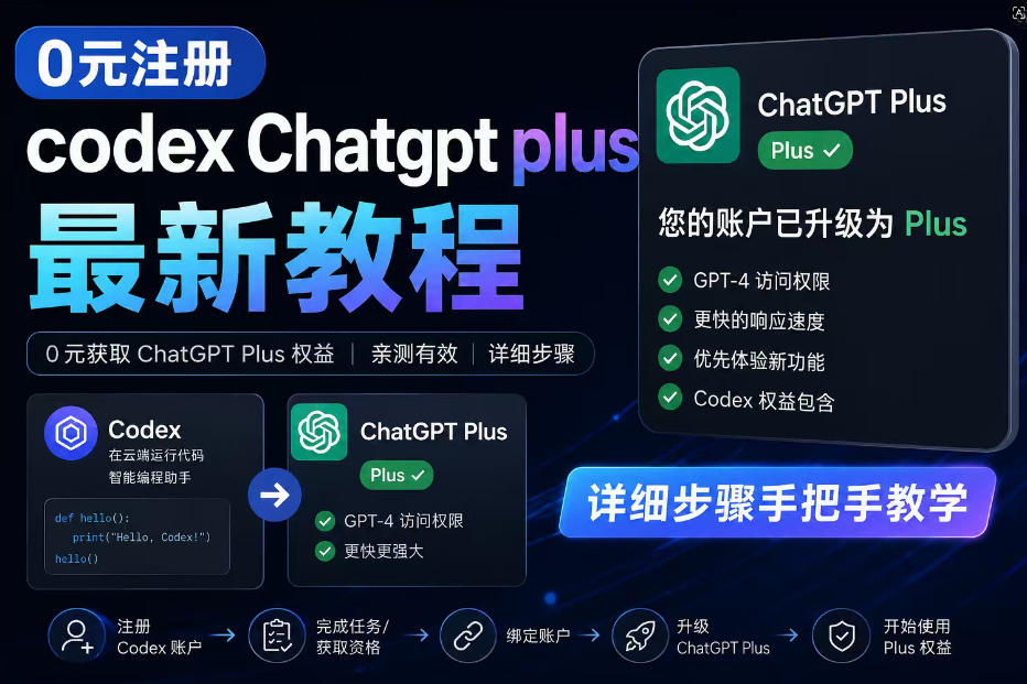 0元全自动注册codex gpt plus最新教程，0元获取GPT Plus权益，手把手详细教学 - 91副业网-91副业网