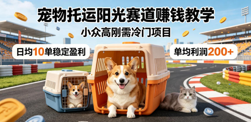宠物托运阳光赛道賺钱教学,小众高刚需冷门项目,日均10单稳定盈利,单均利润200+-91副业网