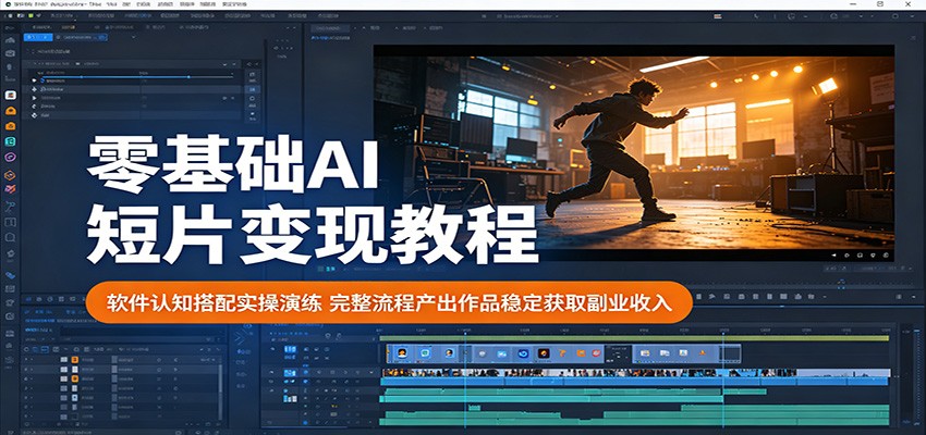 零基础AI短片变现教程:软件认知搭配实操演练,完整流程产出作品稳定获取副业收入-91副业网