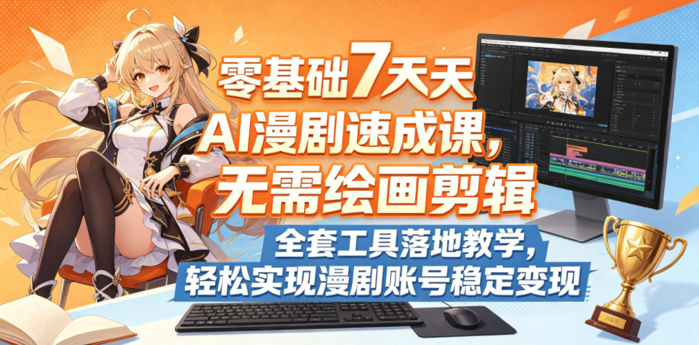 零基础7天AI漫剧速成课，无需绘画剪辑，全套工具落地教学，轻松实现漫剧账号稳定变现 - 91副业网-91副业网
