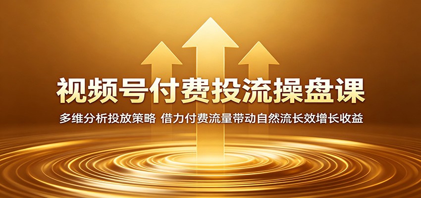 视频号付费投流操盘课：多维分析投放策略，借力付费流量带动自然流长效增长收益 - 91副业网-91副业网