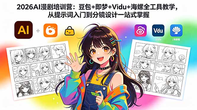 2026AI漫剧培训营:豆包+即梦+Vidu+海螺全工具教学,从提示词入门到分镜设计一站式掌握-91副业网