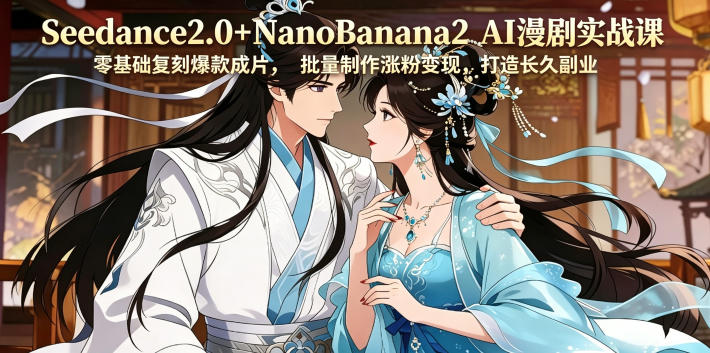Seedance2.0+NanoBanana2 AI漫剧实战课，零基础复刻爆款成片涨粉变现，打造长久副业收益 - 91副业网-91副业网